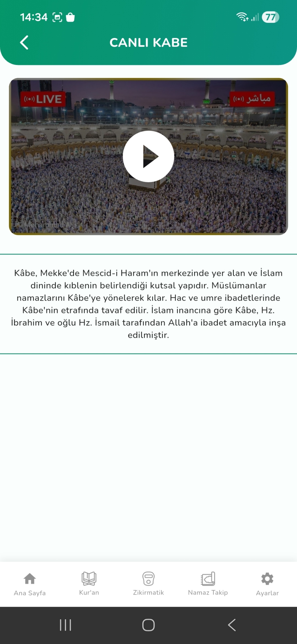 Canlı Kabe ekranı